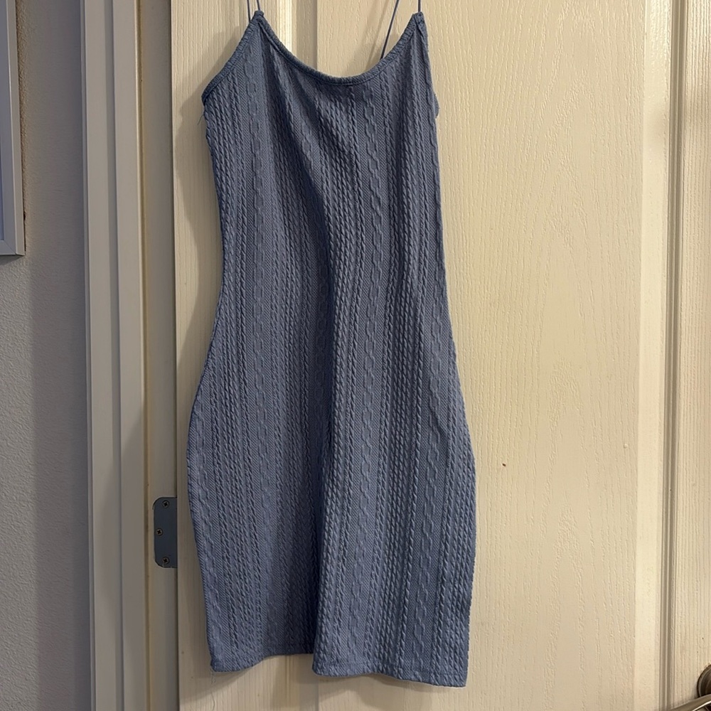 periwinkle fitted dress comes with a matching sweater can wear with or without